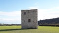 Beautiful view blue sky green grass mountain old monumentum Cyprus castle