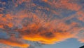 Shocking view of blue sky with orange clouds in morning time with sunshine and sunlight outside outdoor nature natural landscape