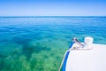 Beautiful view from a boat at the indian ocean on the mauritius island. Royalty Free Stock Photo