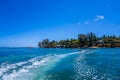 Beautiful view from a boat at the indian ocean on the mauritius island. Royalty Free Stock Photo