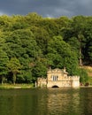 Beautiful view of The Boathouse Newmillerdam and green trees in a park Royalty Free Stock Photo