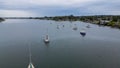 Beautiful view of boats on Hastings river in Port Macquarie, NSW, Australia.