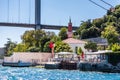 Beautiful view of Bosphorus bridge cross the Bosphorus strait, with beautiful buildings on the bank of the strait  in Istanbul Royalty Free Stock Photo