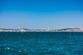 Beautiful view of Bosphorus bridge cross the Bosphorus strait, Istanbul, Turkey, view on a cruise ship sailing on the strait Royalty Free Stock Photo
