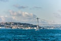Beautiful view of Bosphorus bridge cross the strait, View from Uskudar, Istanbul, Turkey, on the Anatolian shore of the Bosphorus