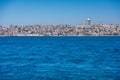 Beautiful view of Bosphorus strait with lots of building at the bank of European side, View from Uskudar, Istanbul, Turkey, on the