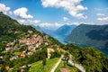 Beautiful view of Bre town in Switzerland with Lake Lugano Royalty Free Stock Photo