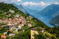 Beautiful view of Bre town in Switzerland with Lake Lugano Royalty Free Stock Photo