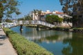 Beautiful view of a bridge across the canals of Venice Beach in California Royalty Free Stock Photo