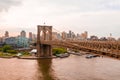 Beautiful view of the Brooklyn and Manhattan bridge at the sunrise Royalty Free Stock Photo