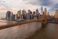 Beautiful view of the Brooklyn and Manhattan bridge at the sunrise Royalty Free Stock Photo