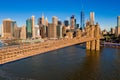 Beautiful view of the Brooklyn and Manhattan bridge at the sunrise Royalty Free Stock Photo