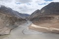 Beautiful view of brown layer`s Mountain in Leh-Ladakh, Jammu and Kashmir, India.