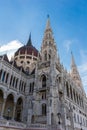 Beautiful view of Budapest Parliament. Parliament Building in Budapest. Hungary Budapest. View from garden to Parlament. Royalty Free Stock Photo