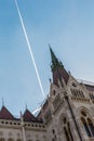 Beautiful view of Budapest Parliament. Parliament Building in Budapest. Hungary Budapest. View from garden to Parlament. Royalty Free Stock Photo