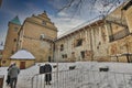 Beautiful view of building in Prague, Czech Republic in winter Royalty Free Stock Photo