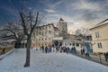 Beautiful view of building in Prague, Czech Republic in winter Royalty Free Stock Photo