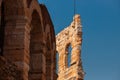 Beautiful view building wall amphitheater city sunset Verona Italy