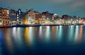 Amsterdam at night, the Netherlands Royalty Free Stock Photo