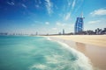 Beautiful view of Burj Al Arab, Dubai, United Arab Emirates, View of the luxury beach of Dubai and Burj al arab, AI Generated