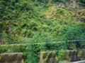 Beautiful view on the bus on tongtian road moving from tianmen mountain heaven gate cave on tianmen mountain national park Royalty Free Stock Photo