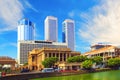 Beautiful view of the business center, lake and the building of the Parliament of Colombo, Sri Lanka