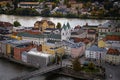 Beautiful view of the bustling colorful cityscape of Passau from Veste Oberhaus