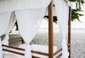 Cabana with White Curtains on a Beautiful Beach in Mexico Royalty Free Stock Photo