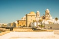 Beautiful view of Cadiz with cathedral and Iglesia Santa Cruz