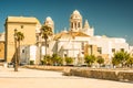 Beautiful view of Cadiz with cathedral and Iglesia Santa Cruz