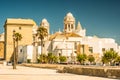 Beautiful view of Cadiz with cathedral and Iglesia Santa Cruz