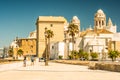 Beautiful view of Cadiz with cathedral and Iglesia Santa Cruz