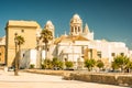 Beautiful view of Cadiz with cathedral and Iglesia Santa Cruz