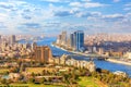 Beautiful view of Cairo and the Nile from above, Egypt Royalty Free Stock Photo