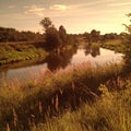 Beautiful view of the calm river at dusk