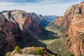 Beautiful view of the canyon from the top of Angels Landing, Zion National Park Utah USA Royalty Free Stock Photo