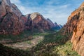 Beautiful view of the canyon from the top of Angels Landing, Zion National Park Utah USA Royalty Free Stock Photo