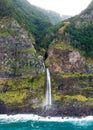 Beautiful view of Cascata do Veu da Noiva waterfall or Bridal Veil near Porto Moniz and Seixal. Madeira Island, Portugal