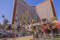Beautiful view of casino hotel Treasure Island in Strip road. Las Vegas. Royalty Free Stock Photo