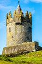 Beautiful view of the Doonagore castle tower over the coastal town of Doolin Royalty Free Stock Photo