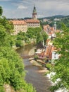 Beautiful view at the Castle Tower of the old bohemian town