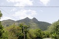 Beautiful view of Cerro Las Tetas peaks under blue cloudy sky in Salinas, Puerto Rico Royalty Free Stock Photo
