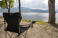 Beautiful view of a chair on the Nk\'mip Campgrounds captured at Osoyoos Lake in Canada Royalty Free Stock Photo