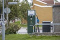 Beautiful view of charging station for electric car in front yard of McDonald. Royalty Free Stock Photo