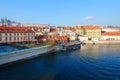 View from Charles Bridge to embankment of Vltava River and Kampa Island, Prague, Czech Republic Royalty Free Stock Photo