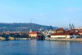 Beautiful view of Charles Bridge, Vltava River Embankment, Kampa Island in Prague, Czech Republic Royalty Free Stock Photo