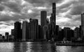 Beautiful view of a Chicago city with skyscrapers by the sea in the USA Royalty Free Stock Photo