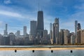 Beautiful view of a Chicago city with skyscrapers by the sea in the USA Royalty Free Stock Photo