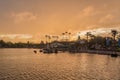 Beautiful view of Epcot during evening in Disney parks in Orlando Florida USA Royalty Free Stock Photo