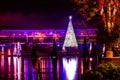 Beautiful view of Chirstmas trees and Bayside Stadium at Seaworld 427.